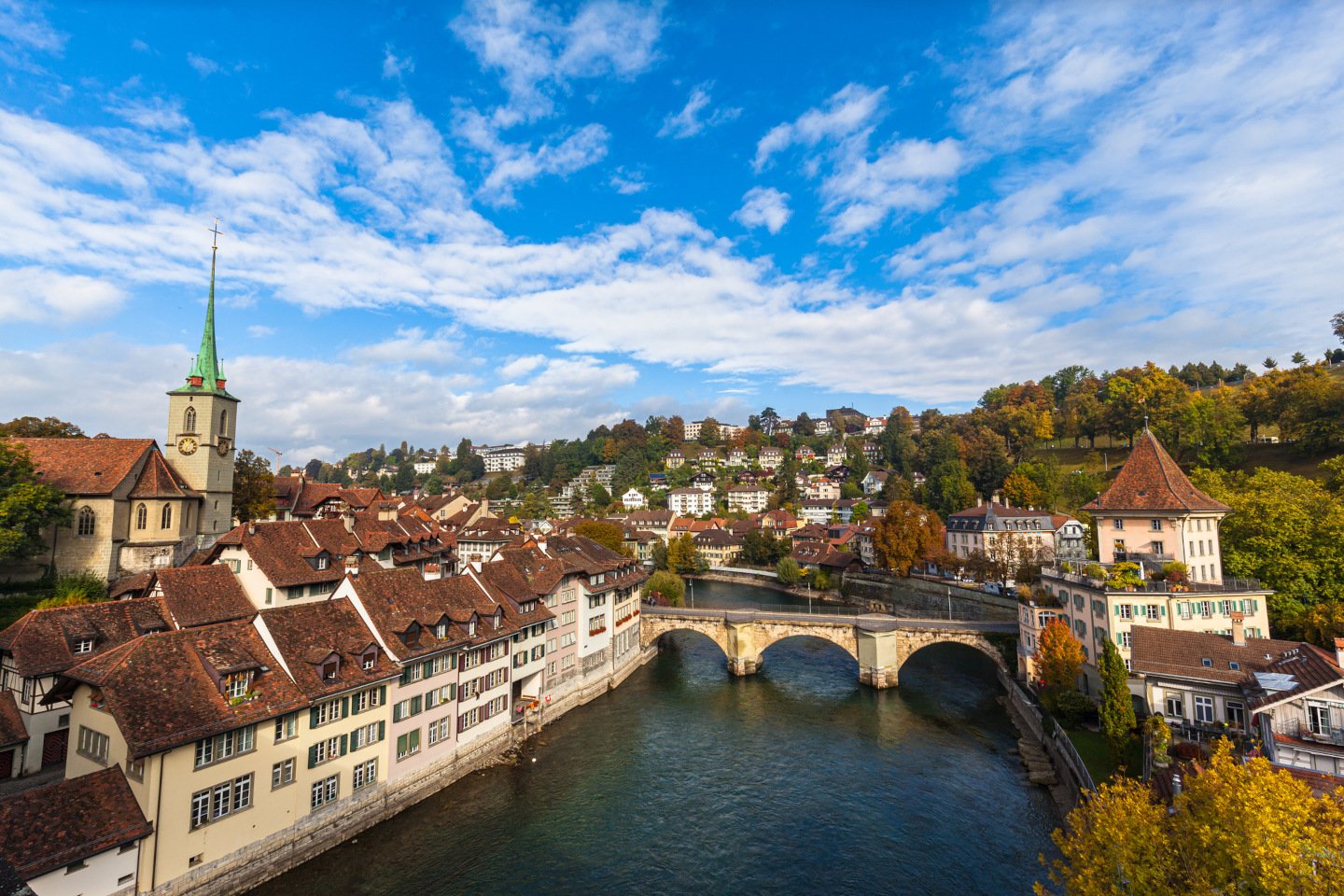 Beautiful view of Bern old town and Aare river from Nydeggbrücke bridge iStock 1266833479 3